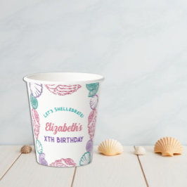 Vasos De Papel Cumpleaños de chicas con conchas marinas