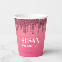 Cumpleaños de color rosa con brillo falso