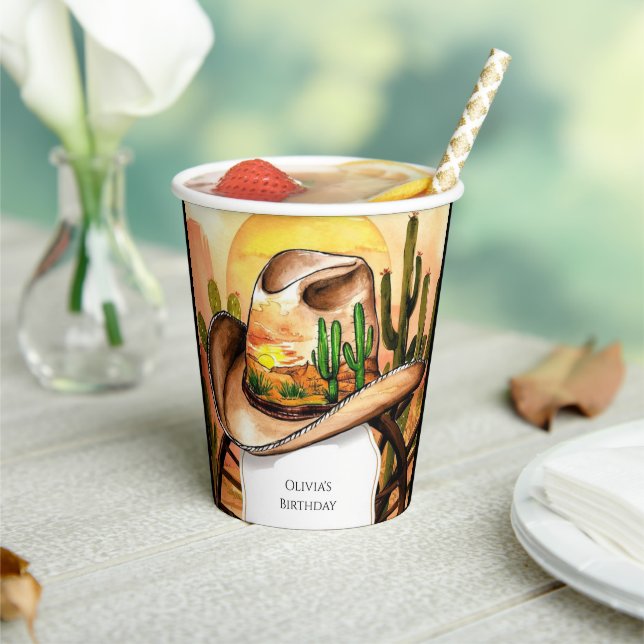 Vasos De Papel Cumpleaños de Cowboy Niños Coloridos (in situ)