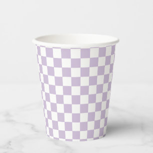 Vasos De Papel cumpleaños de cuadros retro púrpura