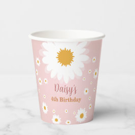 Vasos De Papel Cumpleaños de cualquier edad de margarita rosa