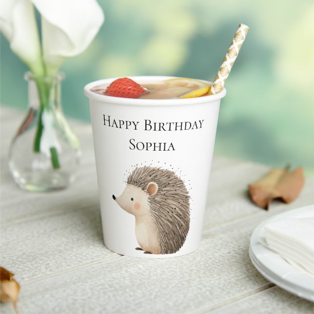 Vasos De Papel Cumpleaños de Cute Hedgehogs (in situ)