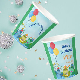 Vasos De Papel Cumpleaños de Cute Safari Hippo