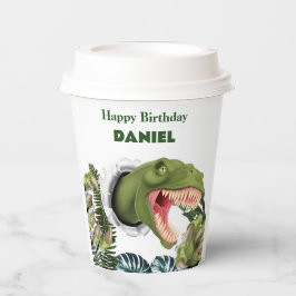 Vasos De Papel Cumpleaños de Dinosaurio 3D
