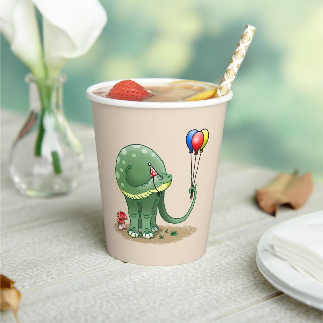 Vasos De Papel Cumpleaños de dinosaurio con globos (in situ)