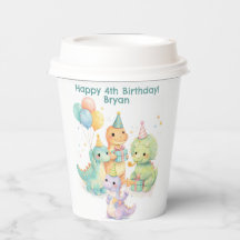 Cumpleaños de dinosaurios de acuarela pastel lindo
