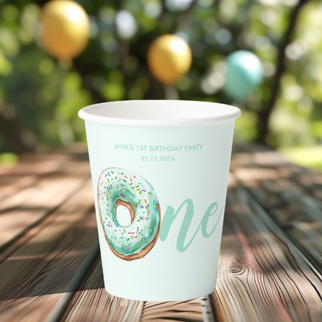 Vasos De Papel Cumpleaños de Donut Verde (Subido por el creador)