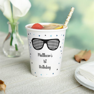 Vasos De Papel Cumpleaños de dos chicos de gafas de sol de Guay