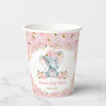 Cumpleaños de ducha de bebé elefante floral rosa r