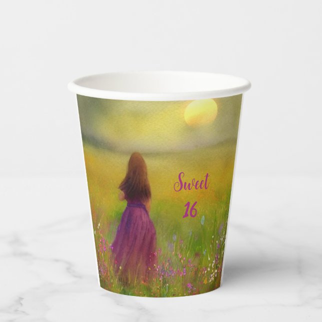 Vasos De Papel Cumpleaños de Dulces 16 (Anverso)