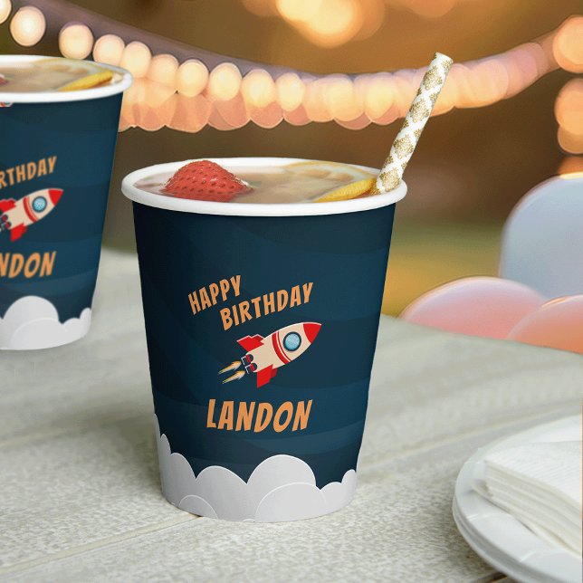 Vasos De Papel Cumpleaños de envío de cohete personalizado (Subido por el creador)