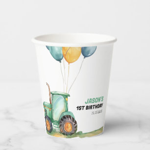 Vasos De Papel Cumpleaños de Farm Green Tractor