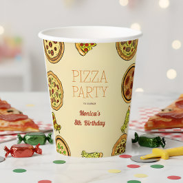 Vasos De Papel cumpleaños de fiesta de pizza personalizado