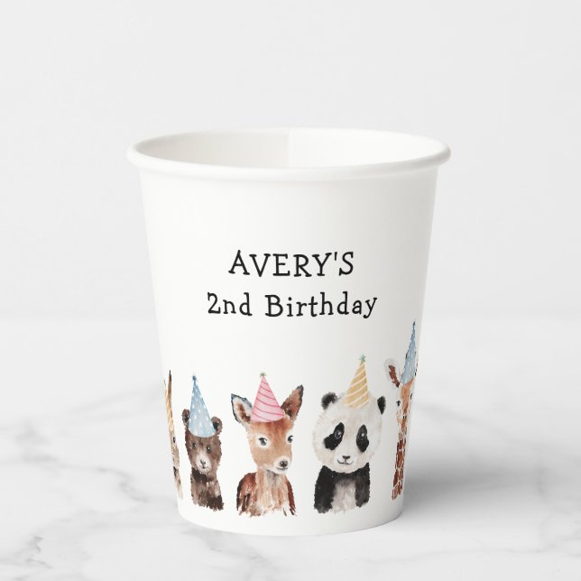 Vasos De Papel Cumpleaños de fiestas Animales (Izquierda)