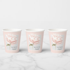 Vasos De Papel Cumpleaños de Flor de Rosa Blanca Bonita