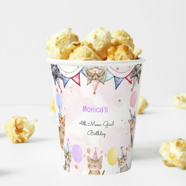Vasos De Papel cumpleaños de gatos fiestas meow-gical (Subido por el creador)