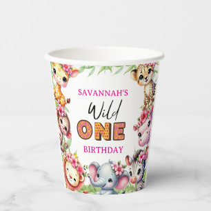 Vasos De Papel Cumpleaños de Girl Wild One Jungle Safari