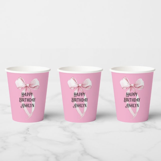 Vasos De Papel Cumpleaños de Girly Pink Bow (Multi)