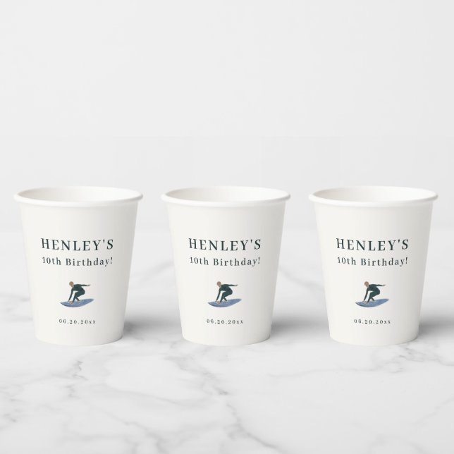 Vasos De Papel Cumpleaños de Guay Surfer Beach (Multi)