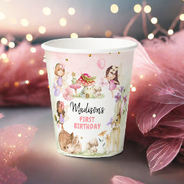 Vasos De Papel Cumpleaños de Hada 1er Niña del Bosque Encantado F