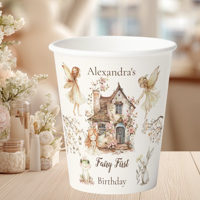 Vasos De Papel Cumpleaños de hadas primer bosque floral (Subido por el creador)