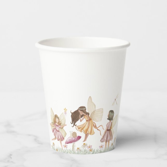 Vasos De Papel Cumpleaños de hadas y flores silvestres (Anverso)