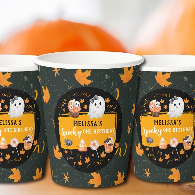 Vasos De Papel Cumpleaños de Halloween adorable Spooky One  (Subido por el creador)