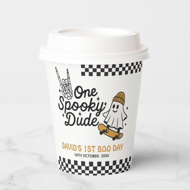 Vasos De Papel Cumpleaños de Halloween de un tipo fantasmal (Anverso)