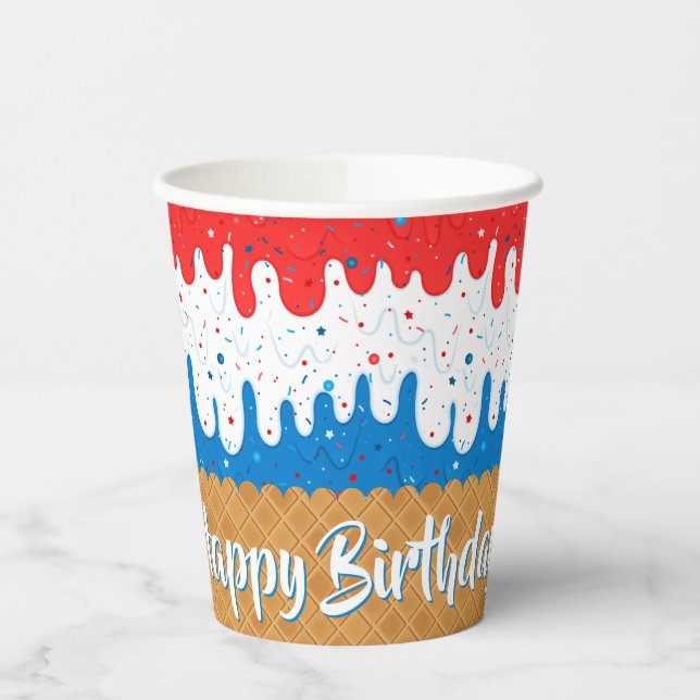 Vasos De Papel Cumpleaños de Helado América (Izquierda)