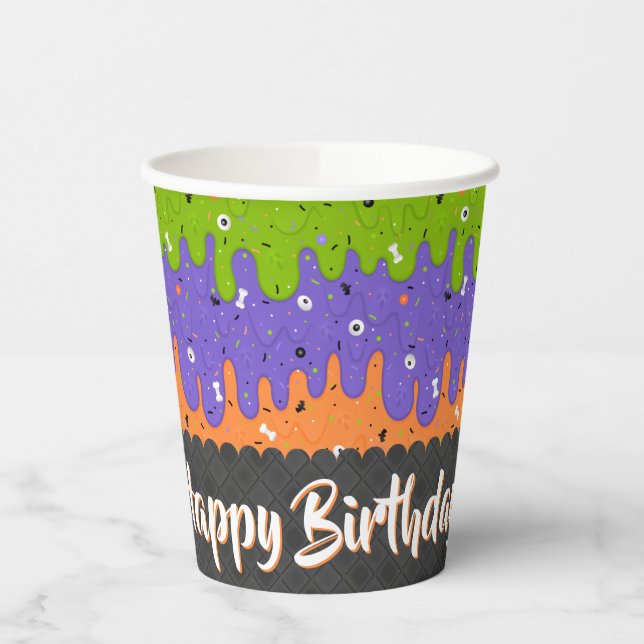 Vasos De Papel Cumpleaños de Helado de Halloween (Izquierda)