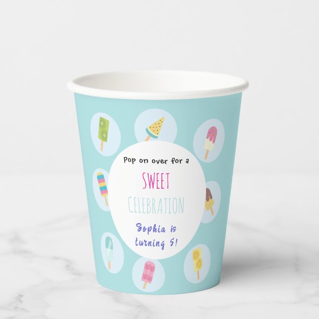 Vasos De Papel Cumpleaños de Helado Dulce (Anverso)
