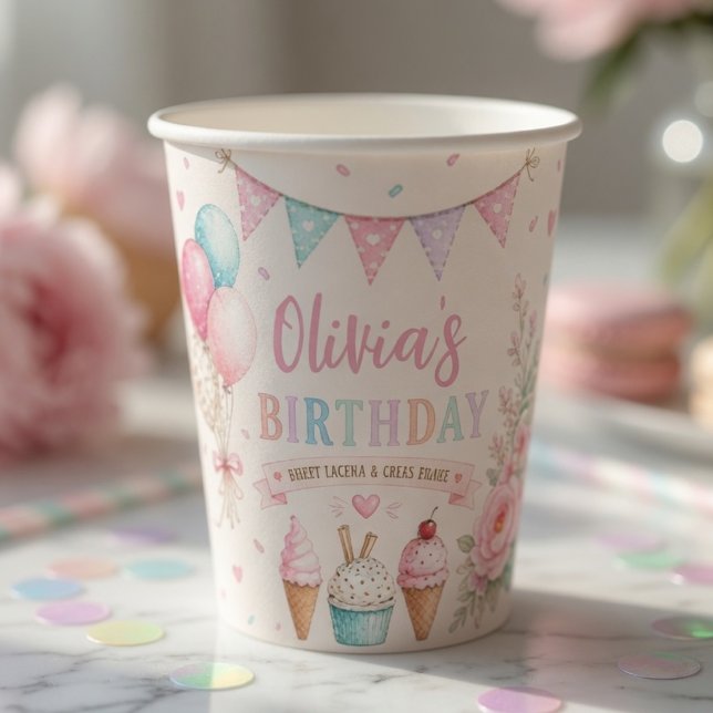 Vasos De Papel Cumpleaños de Helado Personalizado Pastel  (Subido por el creador)