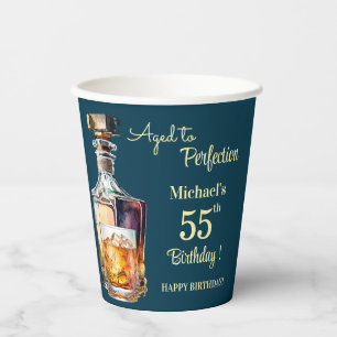 Vasos De Papel Cumpleaños de hombres de 55 años Whiskey Aged to P