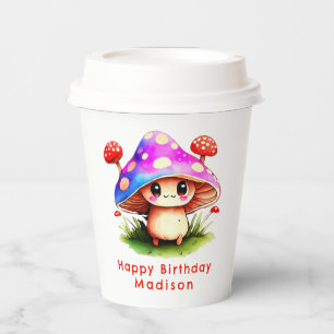 Vasos De Papel Cumpleaños de Hongo Adorable