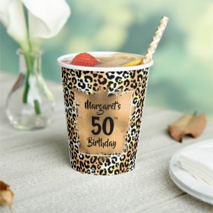 Vasos De Papel Cumpleaños de impresión de animales leopardos