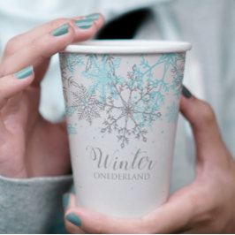 Vasos De Papel Cumpleaños de invierno Onederland azul y plata pri