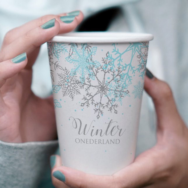 Vasos De Papel Cumpleaños de invierno Onederland azul y plata pri (Subido por el creador)