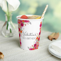 Cumpleaños de jardín floral rosa y naranja colorid