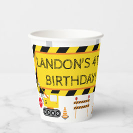 Vasos De Papel Cumpleaños De La Construcción Cierre La Carretera
