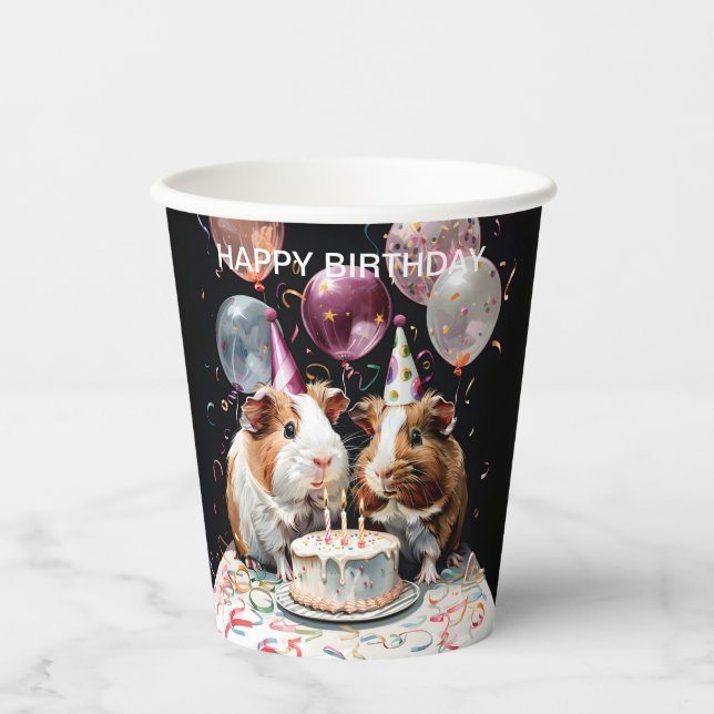Vasos De Papel Cumpleaños de la Fiesta de Aniversario del Cerdo d (Anverso)