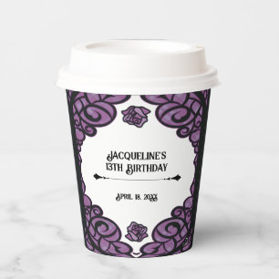 Vasos De Papel Cumpleaños de la Princesa Rosa Morada y Negra con 
