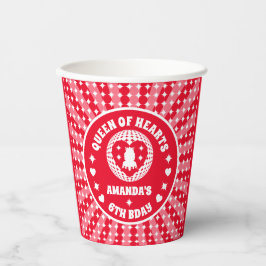 Vasos De Papel Cumpleaños De La Reina Roja Retro De Los Corazones