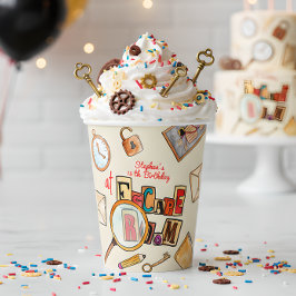 Vasos De Papel Cumpleaños de la sala de escape