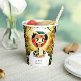 Vasos De Papel Cumpleaños de la serpiente Pastel Boho