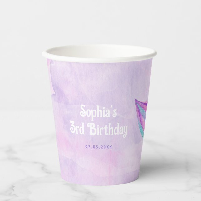 Vasos De Papel Cumpleaños de la sirena (Anverso)