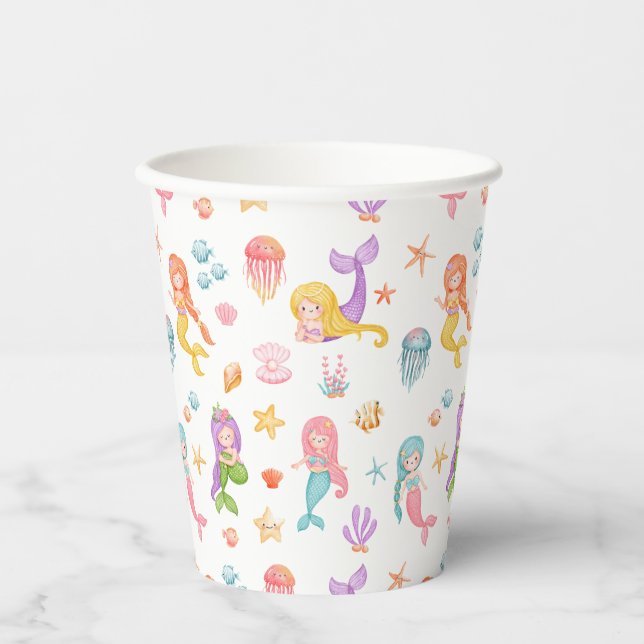 Vasos De Papel Cumpleaños de la sirena (Anverso)