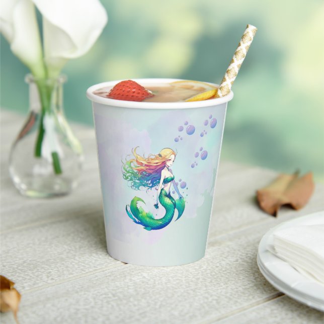 Vasos De Papel Cumpleaños de la sirena bajo el mar (in situ)