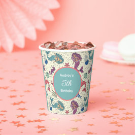 Vasos De Papel Cumpleaños de la Sirena Infantil