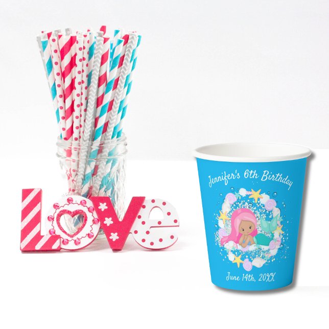 Vasos De Papel Cumpleaños de la sirena mágica (Subido por el creador)