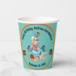 Vasos De Papel Cumpleaños de la Sirena y de los Piratas